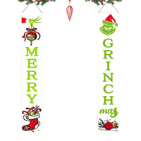 Grinch Inspiration Christmas Porch Sign Merry Christmas Door Banner Xmas Decorations Green