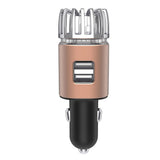 12V Car Air Purifier Car Air Freshener with Dual USB Charger Port Bronze