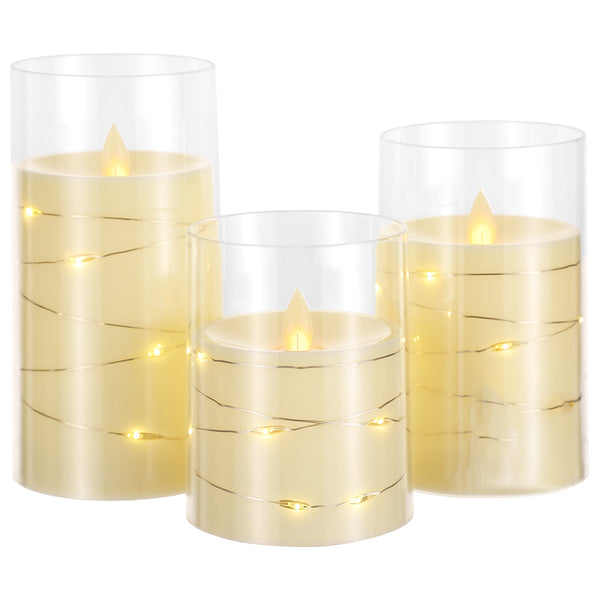 3Pcs LED Candles Battery Operated Fake Candles for Romantic Ambiance Home Decoration Beige