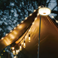 2-in-1 Stowable Camping String Light 10M Outdoor Water-Resistant LED Tent Light Khaki