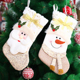 2Pcs Santa Gift Hanging Stocking Xmas Hanging Pouch Christmas Stocking Decoration for Holiday Party Decor Style 1