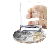 6Pcs Marble Textured Round Coasters for Drinks Absorbent Ceramic Coffee Coaster with Cork Base and Metal Holder Set Grey