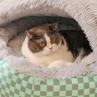 Winter Warm Pet Bed Cat and Dog Nest Plush Semi-Closed Pet Bed Sofa Gray