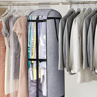 Hanging Clear Garment Bags for Clothes Storage Portable Dustproof Suit Bags for Coats Jackets Sweaters Grey