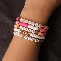 Set of 5Pcs Taylor Inspired Beaded Bracelets Fans Friendship Bracelet Pinks Gifts for Music Lovers Pink