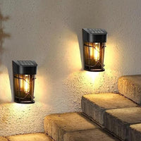 Set of 2Pcs Solar Fence Wall Lights Outdoor Deck Lights for Garden Patio Backyard