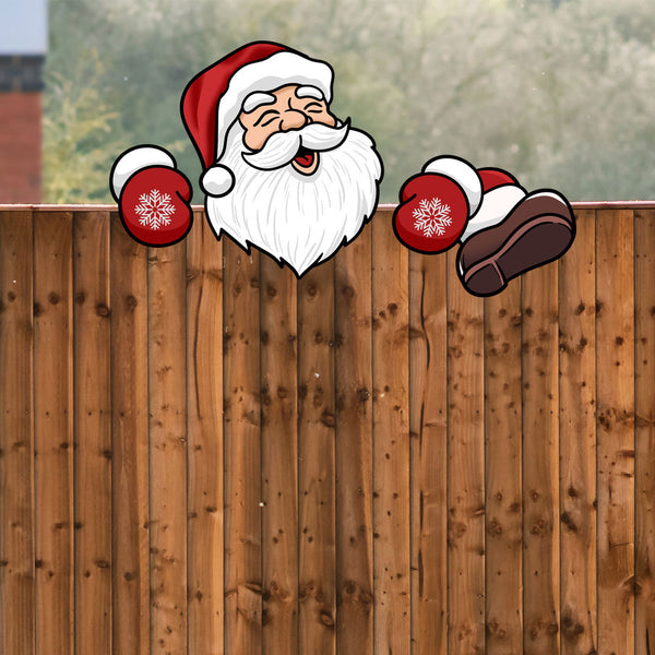 Christmas Outdoor Fence Peeker Xmas Garden Ornaments Decoration Style 1