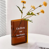 Book Vase for Flowers Room Decor Clear Flower Vase Bookshelf Bedroom Home Office Decor Style 2