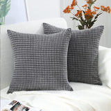 2Pcs Corduroy Throw Pillow Cover Sofa Lounge Cushion Cover Home Decor Grey