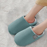 Unisex Winter Slipper Warm Plush Lined Anti-Slip Home Indoor Slippers Slides Green