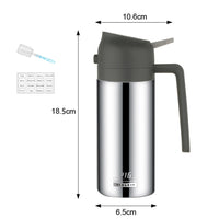 2-in-1 Olive Dispenser Oil Sprayer Stainless Steel Oil Bottle for BBQ Kitchen Cooking Baking Grey