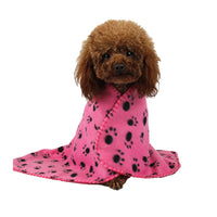 Pet Blanket Dog Paw Print Warm Blankets Soft Sleep Mat Bed Cover for Kitten Puppy Small Animals Pink