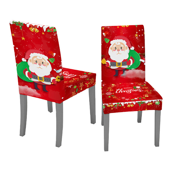 2Pcs Christmas Chair Cover Decorations Xmas Chair Slipcover Creative Pattern Style 1