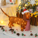 3D Light Up Dachshund Dog Ornament Christmas LED Lighted Standing Outdoor Decoration