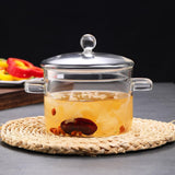 Clear Glass Cooking Pot with Lid Double-Handle Glass Stovetop Pot for Pasta Noodle Soup Milk