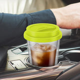 350ML Double Walled Glass Coffee Mug with Silicone Lid Travel Coffee Drinking Cup Green