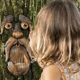 Tree Face Bird Feeder Old Man Face Sculpture Tree Decorations