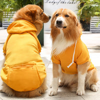 Winter Dog Hoodie Sweatshirts with Pockets Warm Dog Jumper Puppy Clothing Coat Shirt Yellow