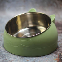 Tilted Dog Food Bowl Stainless Steel Cat Dog Feeder Green