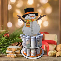 Christmas Money Holder Ornament with 10 Holes Wooden Xmas Tree Table Decoration Snowman