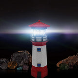 Solar Garden Lighthouse with Rotating Lamp Outdoor Decorative LED Lights for Garden Patio Lawn Red