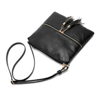 Girls Crossbody Bag Shoulder Bag with Tassel and Zipper Pocket Black