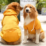 Winter Dog Hoodie Sweatshirts with Pockets Warm Dog Jumper Puppy Clothing Coat Shirt Yellow