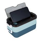 Lunch Box Food Containers Bento Microwave Stainless Portable Box with Dinnerware Blue