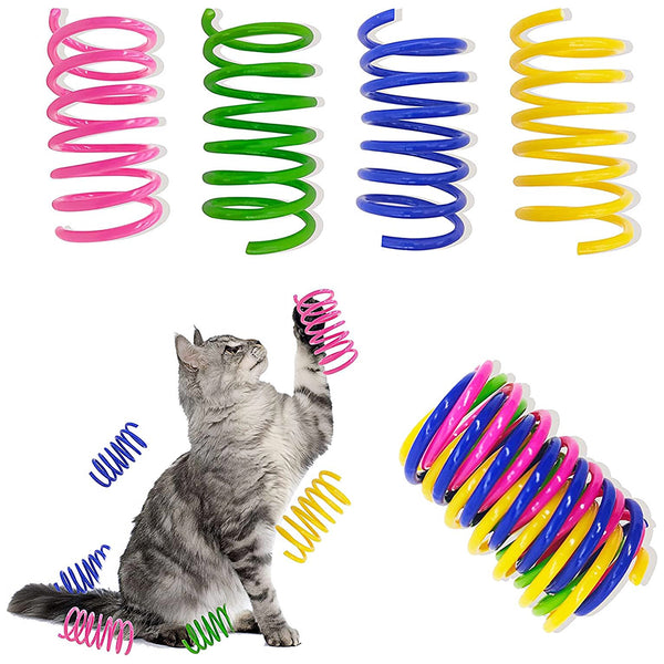 40Pcs Cat Spring Toys Colorful Cat Spiral Bouncy Toys Interactive Toys for Cats and Kittens