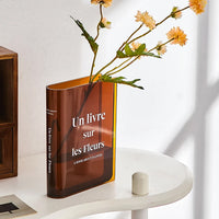 Book Vase for Flowers Room Decor Clear Flower Vase Bookshelf Bedroom Home Office Decor Style 2