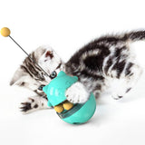 Pet Cat Treat Dispenser Ball Tumbler Interactive Puzzle Ball Pet Slow Feeder Toy Blue