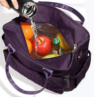 Insulated Lunch Bag Lunch Box Storage Bag Cooler Tote Bag Purple