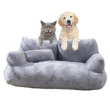 Pet Couch Bed Fluffy Sofa for Medium Small Dogs Cats Gray