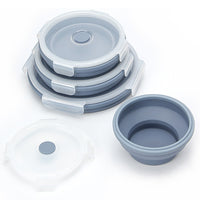 4Pcs Collapsible Food Storage Containers with Lid Foldable Storage Bowls Blue