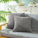 2Pcs Corduroy Throw Pillow Cover Sofa Lounge Cushion Cover Home Decor Grey