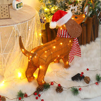 3D Light Up Dachshund Dog Ornament Christmas LED Lighted Standing Outdoor Decoration