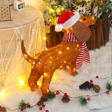 3D Light Up Dachshund Dog Ornament Christmas LED Lighted Standing Outdoor Decoration