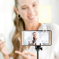 Portable Selfie LED Light Video Conference Lighting with Clip Rechargeable for Vlogs Live Streams White