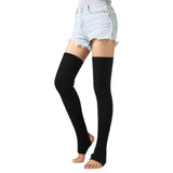 Pair of Thigh High Stocking Long Boot Socks Party Skating Leg Warmers for Women Girls Black