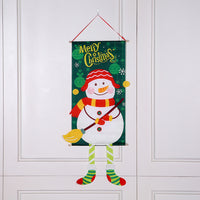 Merry Christmas Fabric Flag Christmas Banner Xmas Door Porch Hanging Decoration Green Snowman Style