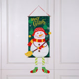 Merry Christmas Fabric Flag Christmas Banner Xmas Door Porch Hanging Decoration Green Snowman Style