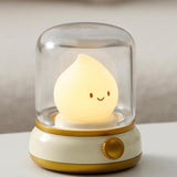 Cute Kerosene Lamp Silicone Campfire Night Light Desktop LED Decorative Light Yellow