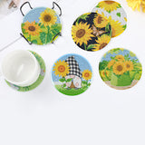 8Pcs Set Diamond Art Painting Coasters with Holder DIY Diamond Dot Cup Mats Style 3