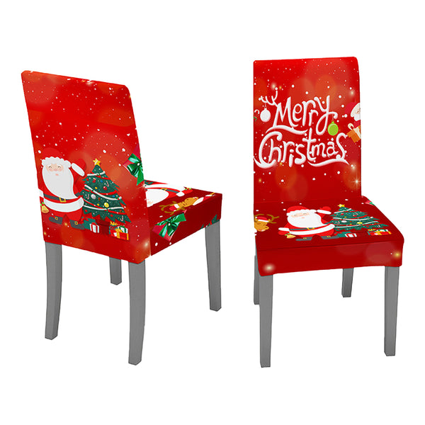 2Pcs Christmas Chair Cover Decorations Xmas Chair Slipcover Creative Pattern Style 2