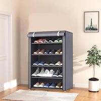 Shoes Rack with Cover Large Shoe Shelf Grey