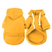 Winter Dog Hoodie Sweatshirts with Pockets Warm Dog Jumper Puppy Clothing Coat Shirt Yellow