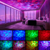 8 Modes Ocean Projector Light Night Light Remote Control Projection Lamp White