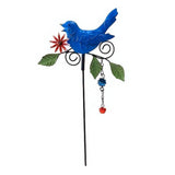 Metal Decorative Birds Stakes Patio Ornaments Garden Yard Lawn Art Decor Blue