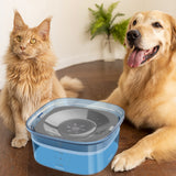 2L Dog Water Bowl Anti Splash Dog Bowl Water Dispenser Slow Drinking Water Bowl Blue