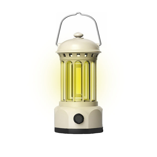 Retro Tent Camping Lantern Rechargeable Night Lamp Camping Light Beige